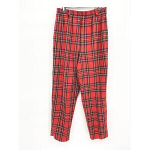 Prestige Granny Core Red Plaid Wool Blend 2 Pocket Pants Size 10 Fully Lined